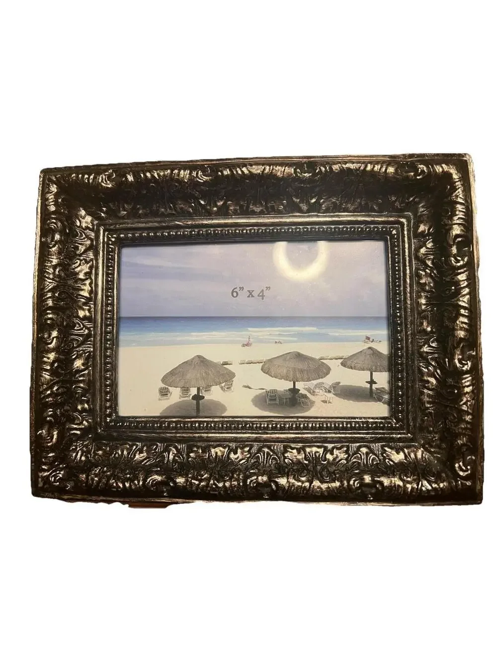 Heavy Vintage Ornate Cast Metal Picture Frame